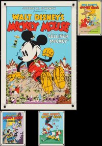 3h0793 LOT OF 5 UNFOLDED 1980S WALT DISNEY ART PRINTS 1980s Mickey Mouse & Donald Duck cartoon art!