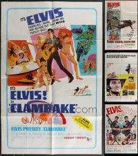 3h0220 LOT OF 4 FOLDED ELVIS PRESLEY ONE-SHEETS 1960s Clambake, Double Trouble, Charro & more!