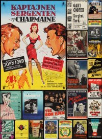 3h0784 LOT OF 23 MOSTLY FORMERLY FOLDED DANISH POSTERS 1950s-1990s a variety of cool movie images!