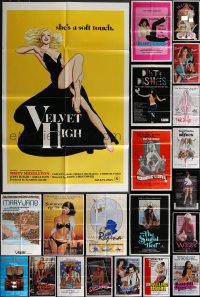 3h0177 LOT OF 30 FOLDED SEXPLOITATION ONE-SHEETS 1970s-1980s sexy images with some nudity!