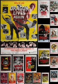 3h0191 LOT OF 23 FOLDED KUNG FU ONE-SHEETS 1970s-1980s great images from martial arts movies!