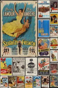 3h0157 LOT OF 53 FOLDED ONE-SHEETS 1940s-1960s great images from a variety of different movies!