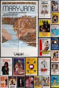 3h0174 LOT OF 34 FOLDED SEXPLOITATION ONE-SHEETS 1970s-1980s sexy images with some nudity!