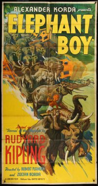 3j0136 ELEPHANT BOY 3sh 1937 Kipling, Flaherty & Korda, Cravath art of Sabu & herd, ultra rare!