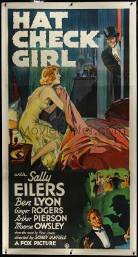 3j0415 HAT CHECK GIRL linen 3sh 1932 Sally Eilers, Ben Lyon, Ginger Rogers, cool art, ultra rare!