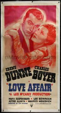 3j0419 LOVE AFFAIR linen 3sh 1939 close up art of Irene Dunne & Charles Boyer, Leo McCarey, rare!