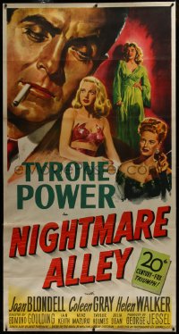 3j0426 NIGHTMARE ALLEY linen 3sh 1947 carnival barker Tyrone Power's life goes very wrong, very rare!