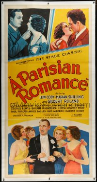 3j0427 PARISIAN ROMANCE linen 3sh 1932 Lew Cody & Gilbert Roland in love triangle w/Marian Shilling!