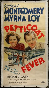 3j0428 PETTICOAT FEVER linen style B 3sh 1936 Robert Montgomery, Myrna Loy, Reginald Owen, very rare!