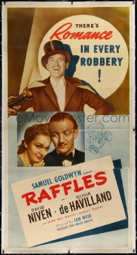 3j0432 RAFFLES linen 3sh 1939 jewel thief David Niven & pretty Olivia de Havilland, very rare!
