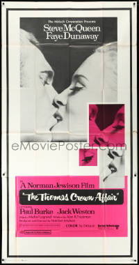 3j0139 THOMAS CROWN AFFAIR 3sh 1968 best kiss close up of Steve McQueen & sexy Faye Dunaway!