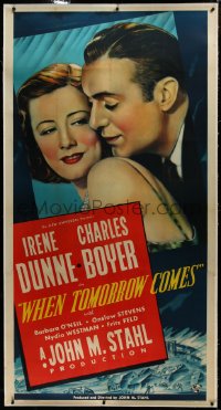 3j0437 WHEN TOMORROW COMES linen style B 3sh 1939 romantic c/u of Irene Dunne & Charles Boyer, rare!