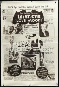 3j0442 LOVE MOODS linen 40x60 1952 sexy Lili St. Cyr's show is dubbed indecent, ultra rare!