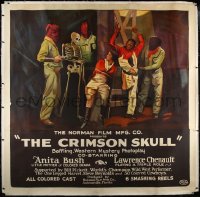 3j0392 CRIMSON SKULL linen 6sh 1921 great art of Anita Bush & Chenault tortured by masked bad guys!