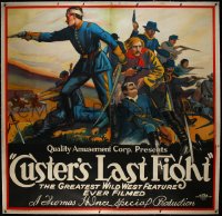 3j0393 CUSTER'S LAST FIGHT linen 6sh R1925 50th Anniversary of the Last Stand at Little Big Horn!