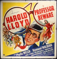 3j0397 PROFESSOR BEWARE linen style A 6sh 1938 close up of intense Harold Lloyd with Phyllis Welch, rare!