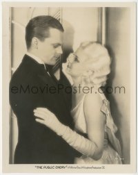 3j0373 PUBLIC ENEMY 8x10.25 still 1931 best romantic close up of James Cagney & sexy Jean Harlow!