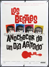 3j0716 HARD DAY'S NIGHT linen Argentinean R1999 great image of The Beatles, rock 'n' roll comedy classic!