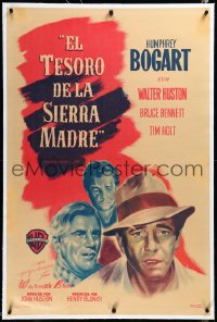 3j0721 TREASURE OF THE SIERRA MADRE linen Argentinean 1948 different art of Humphrey Bogart, rare!