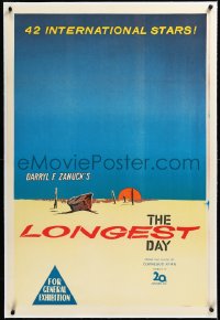 3j0650 LONGEST DAY linen Aust 1sh 1962 Zanuck's WWII D-Day movie with 42 international stars, rare!