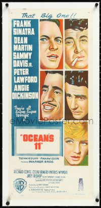 3j0577 OCEAN'S 11 linen Aust daybill 1960 Sinatra, Martin, Davis Jr., Dickinson, Lawford, Rat Pack!