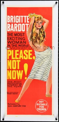 3j0578 ONLY FOR LOVE linen Aust daybill 1963 sexy Brigitte Bardot, Roger Vadim's Please, Not Now!