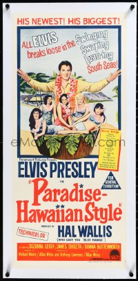 3j0579 PARADISE - HAWAIIAN STYLE linen Aust daybill 1966 Elvis in the swinging swaying luau-ing South Seas!