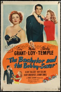 3j0868 BACHELOR & THE BOBBY-SOXER linen 1sh 1947 Myrna Loy orders Cary Grant to date Shirley Temple!