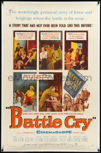 3j0874 BATTLE CRY linen 1sh 1955 Van Heflin, Tab Hunter, Malone, Leon Uris' sex-filled WWII story!