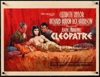 3j0539 CLEOPATRA linen Belgian 1963 Elizabeth Taylor, Richard Burton, Rex Harrison, Terpning art!