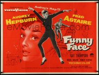 3j0153 FUNNY FACE British quad 1957 art & photo of Audrey Hepburn + Fred Astaire, very rare!