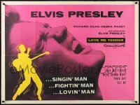 3j0155 LOVE ME TENDER British quad 1956 1st Elvis Presley, photo & art silhouette w/guitar, rare!