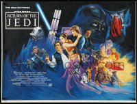 3j0156 RETURN OF THE JEDI 31x41 British quad 1983 George Lucas' classic, action artwork by Josh Kirby!