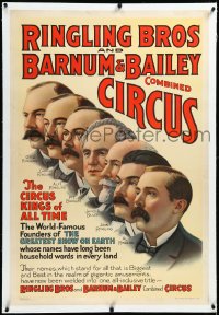 3j0711 RINGLING BROS & BARNUM & BAILEY COMBINED CIRCUS linen 28x42 circus poster 1930s founders art!