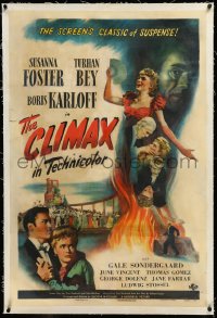 3j0915 CLIMAX linen 1sh 1944 Boris Karloff, Susanna Foster, Bey, like Phantom of the Opera, rare!