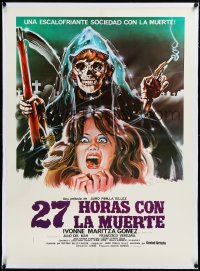3j0653 27 HORAS CON LA MUERTE linen Colombian poster 1981 Colombian horror, wild art by Gonzalo Diaz!