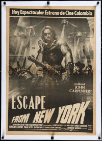 3j0655 ESCAPE FROM NEW YORK linen Colombian poster 1981 Carpenter, Russell & Lady Liberty art, rare!