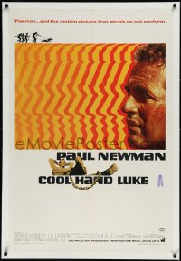 3j0921 COOL HAND LUKE linen 1sh 1967 prisoner Paul Newman refuses to conform, cool art by James Bama!