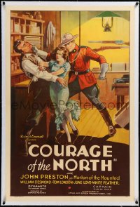 3j0923 COURAGE OF THE NORTH linen 1sh 1935 great art of Canadian Mountie John Preston, ultra rare!
