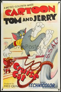 3j0234 CRUISE CAT 1sh 1952 art of Jerry pushing Tom overboard from ship & waving goodbye, rare!