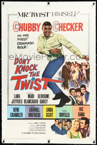 3j0935 DON'T KNOCK THE TWIST linen 1sh 1962 full-length image of dancing Chubby Checker, rock & roll!