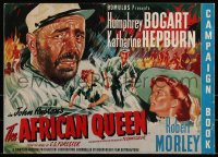 3j0055 AFRICAN QUEEN English pressbook 1952 art of Katharine Hepburn & Humphrey Bogart, ultra rare!