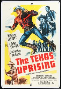 3j0945 FABULOUS TEXAN linen 1sh R1953 Wild Bill Elliott, John Carroll, western art, Texas Uprising!