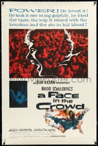 3j0946 FACE IN THE CROWD linen 1sh 1957 Andy Griffith, the rise & fall of early TV star, Elia Kazan