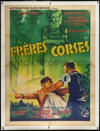 3j0473 FRERES CORSES linen French 1p 1939 Robert Siodmak, Alexandre Dumas' Corsican Brothers, rare!