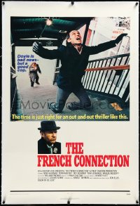 3j0957 FRENCH CONNECTION linen int'l 1sh 1971 Gene Hackman, chase climax spoiler, William Friedkin!