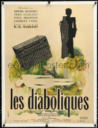 3j0727 DIABOLIQUE linen French 24x32 1955 Henri-Georges Clouzot's Les Diaboliques, Raymond Gid art!