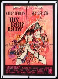 3j0731 MY FAIR LADY linen French 22x30 1964 classic Bob Peak art of Audrey Hepburn & Rex Harrison!