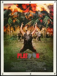 3j0494 PLATOON linen German 33x47 1986 Oliver Stone, Vietnam, classic scene with Willem Dafoe!