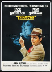 3j0687 CHINATOWN linen German 1974 Roman Polanski directed classic, cool art of Nicholson by Amsel!